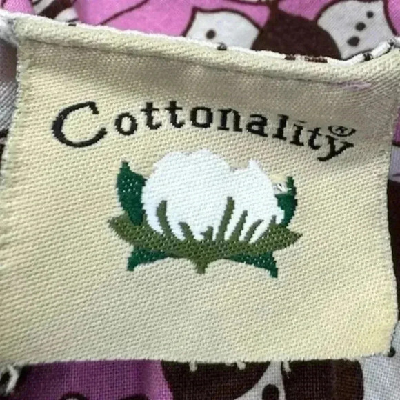 Cottonality Women's Floral Scrub Top Pink/Brown V-Neck Short Sleeve Workwear - Picture 3 of 3